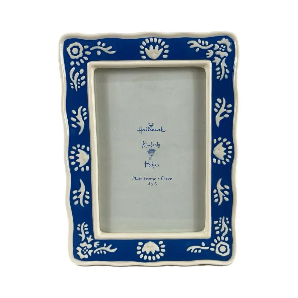 Hallmark - Kimberly Hodges - Blue & White Ceramic Photo Frame – 4” x 6” Photo